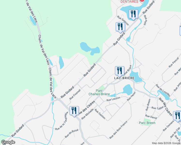 map of restaurants, bars, coffee shops, grocery stores, and more near 2869 Rue Godard in Sainte-Sophie