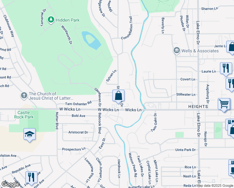 map of restaurants, bars, coffee shops, grocery stores, and more near 1718 Sylvan Lane in Billings