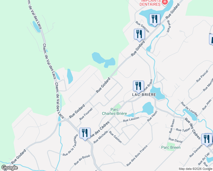 map of restaurants, bars, coffee shops, grocery stores, and more near 2865 Rue Godard in Sainte-Sophie