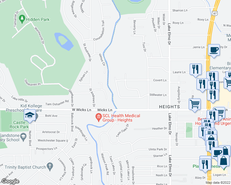 map of restaurants, bars, coffee shops, grocery stores, and more near 144 Stillwater Lane in Billings