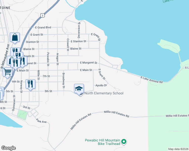 map of restaurants, bars, coffee shops, grocery stores, and more near 601-627 Kennedy Drive in Iron Mountain