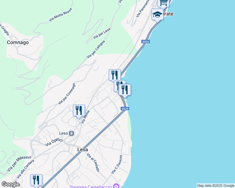 map of restaurants, bars, coffee shops, grocery stores, and more near 2 Via de Bernardi in Lesa