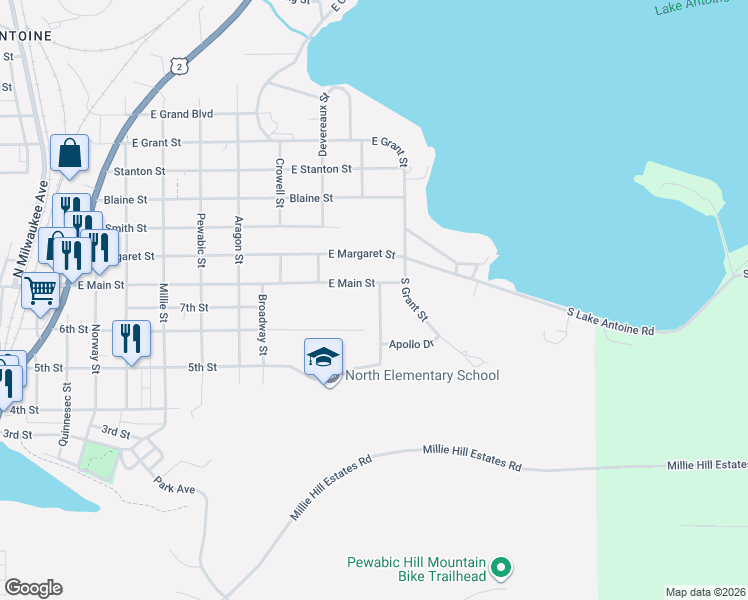 map of restaurants, bars, coffee shops, grocery stores, and more near 601-627 Kennedy Drive in Iron Mountain
