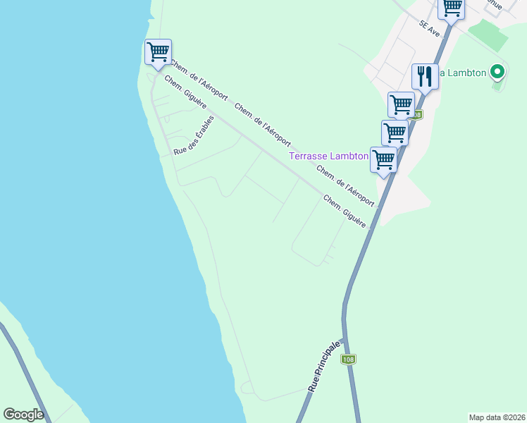 map of restaurants, bars, coffee shops, grocery stores, and more near in Lambton
