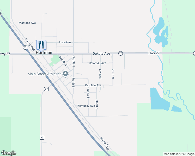 map of restaurants, bars, coffee shops, grocery stores, and more near 113 6th Street South in Hoffman