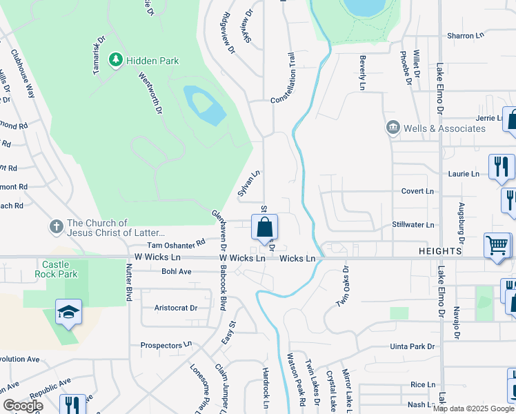map of restaurants, bars, coffee shops, grocery stores, and more near 1718 Sylvan Lane in Billings