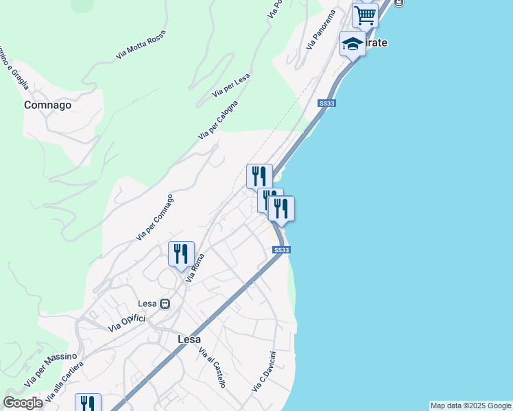 map of restaurants, bars, coffee shops, grocery stores, and more near 2 Via de Bernardi in Lesa