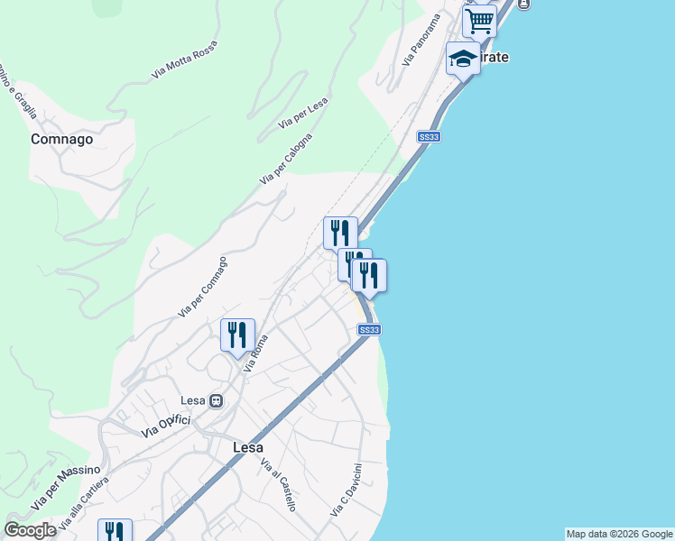 map of restaurants, bars, coffee shops, grocery stores, and more near 4 Via Alessandro Manzoni in Lesa