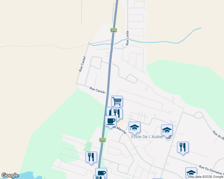 map of restaurants, bars, coffee shops, grocery stores, and more near 277 Route 335 in Saint-Lin-Laurentides