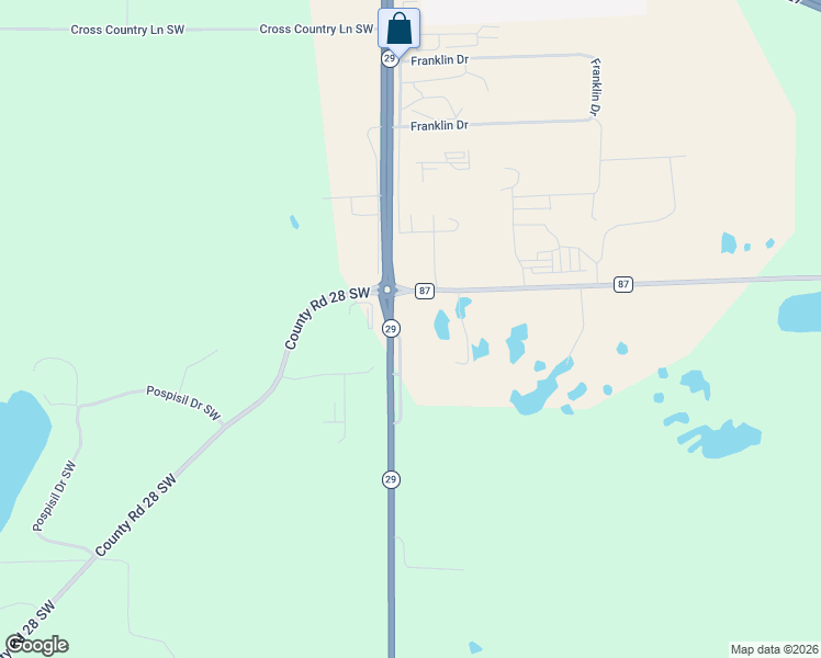 map of restaurants, bars, coffee shops, grocery stores, and more near 6775 Minnesota 29 in Alexandria