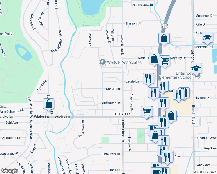 map of restaurants, bars, coffee shops, grocery stores, and more near 315 Covert Lane in Billings