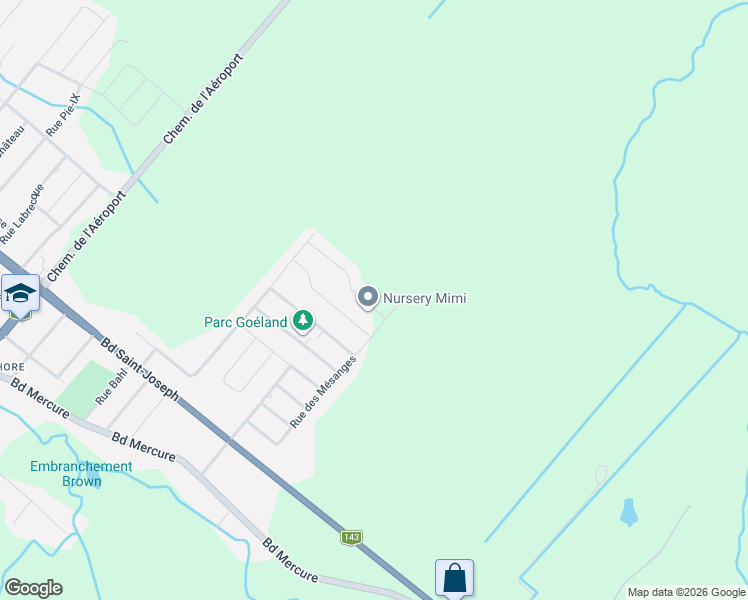 map of restaurants, bars, coffee shops, grocery stores, and more near 180 Rue des Grèbes in Drummondville