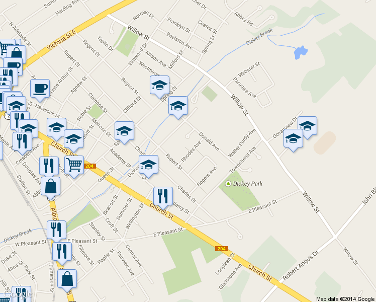map of restaurants, bars, coffee shops, grocery stores, and more near 12 Rhodes Avenue in Amherst