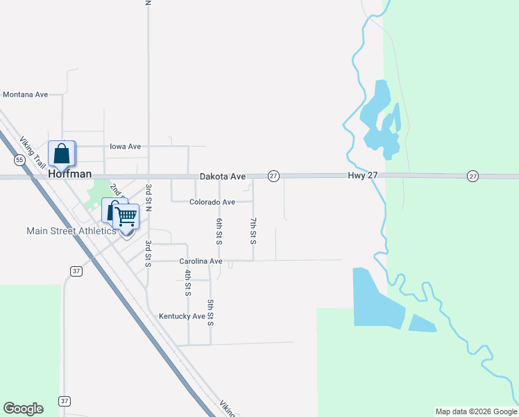 map of restaurants, bars, coffee shops, grocery stores, and more near 102 7th Street South in Hoffman