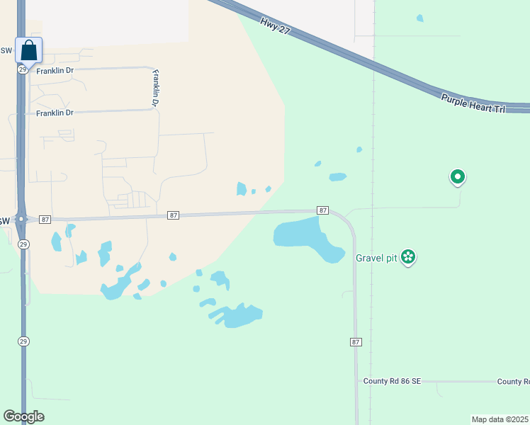 map of restaurants, bars, coffee shops, grocery stores, and more near 6400-6600 County Road 87 in Alexandria
