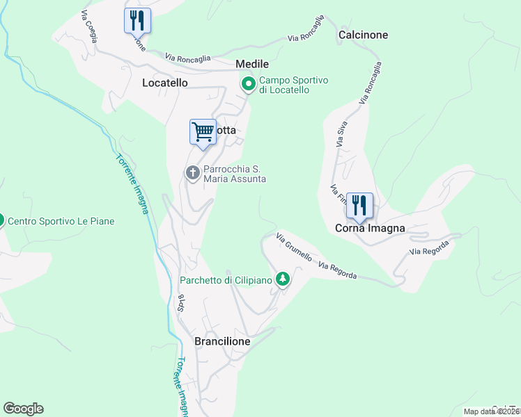 map of restaurants, bars, coffee shops, grocery stores, and more near 3 Via Grumello in Provincia di Bergamo
