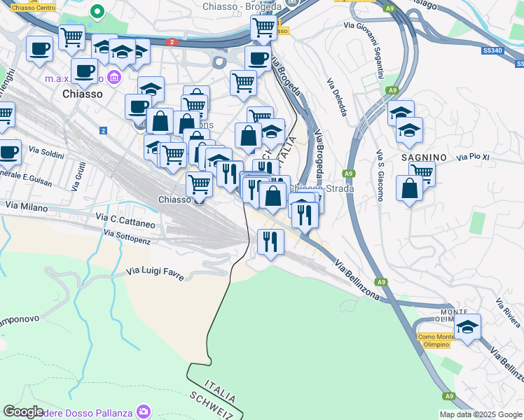 map of restaurants, bars, coffee shops, grocery stores, and more near 1 Piazza Ventiquattro Maggio in Como