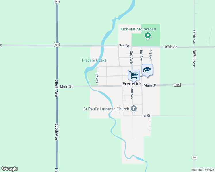 map of restaurants, bars, coffee shops, grocery stores, and more near 515 Main Street in Frederick