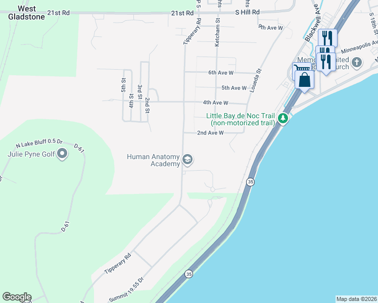 map of restaurants, bars, coffee shops, grocery stores, and more near 32-98 Tipperary Road in Gladstone