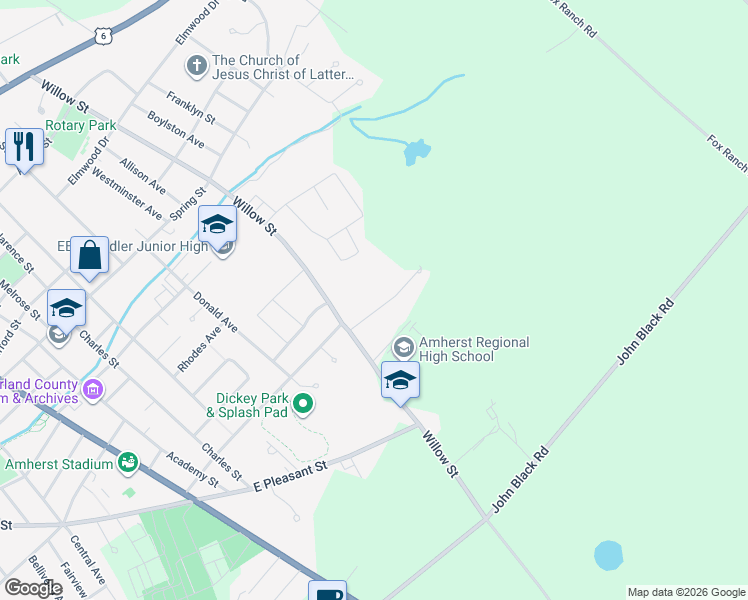 map of restaurants, bars, coffee shops, grocery stores, and more near 6 Oceanview Drive in Amherst