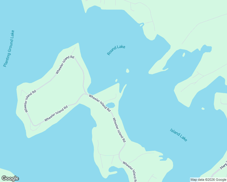 map of restaurants, bars, coffee shops, grocery stores, and more near 7676 Wheeler Island Road in Three Lakes