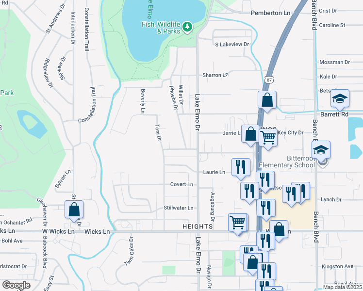 map of restaurants, bars, coffee shops, grocery stores, and more near 321 Meadowlark Ln in Billings