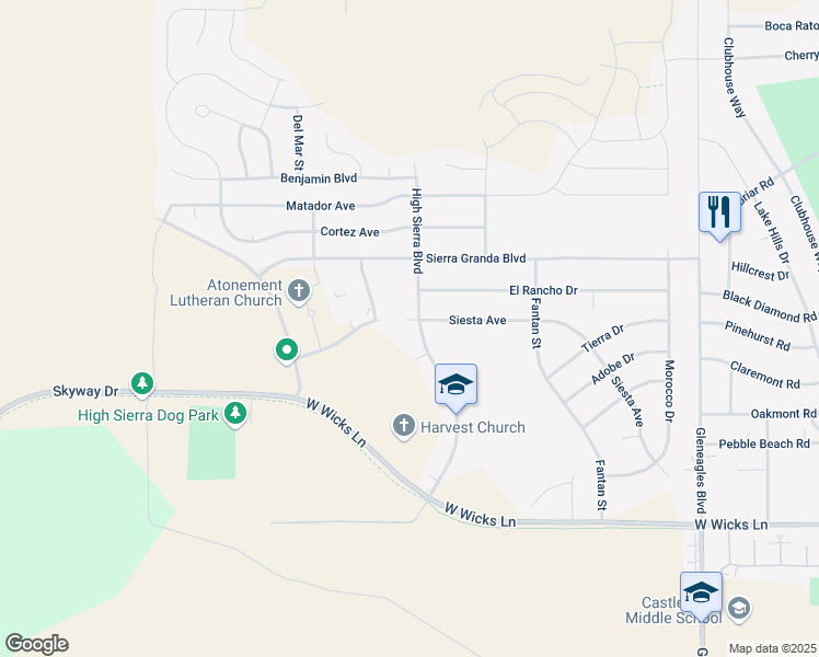 map of restaurants, bars, coffee shops, grocery stores, and more near 1870 High Sierra Boulevard in Billings