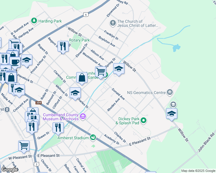 map of restaurants, bars, coffee shops, grocery stores, and more near 29 Donald Avenue in Amherst