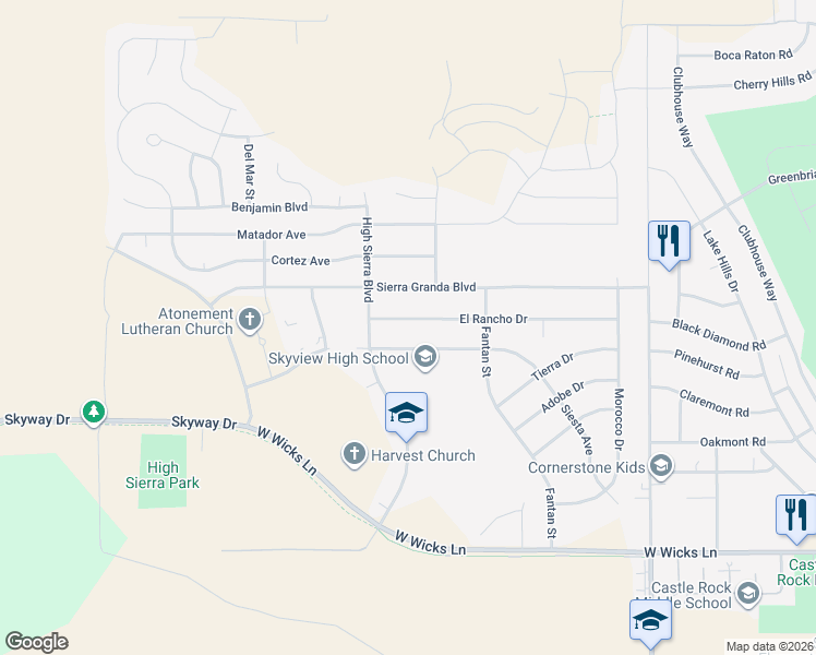 map of restaurants, bars, coffee shops, grocery stores, and more near 1119 El Rancho Drive in Billings