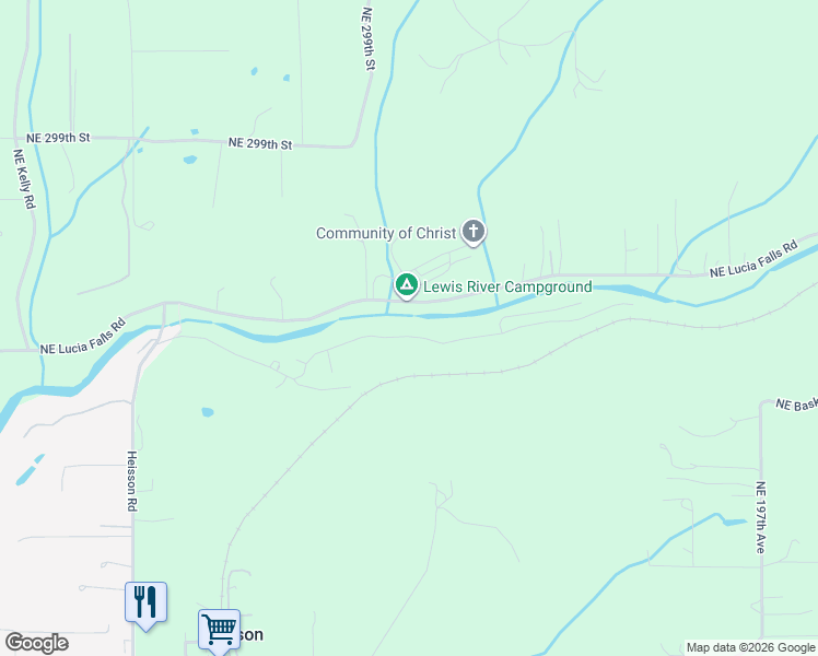 map of restaurants, bars, coffee shops, grocery stores, and more near 18308 Northeast Cole-Witter Road in Battle Ground