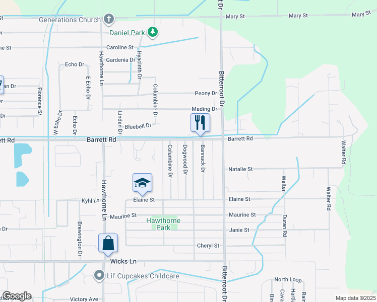 map of restaurants, bars, coffee shops, grocery stores, and more near 1923 Dogwood Drive in Billings