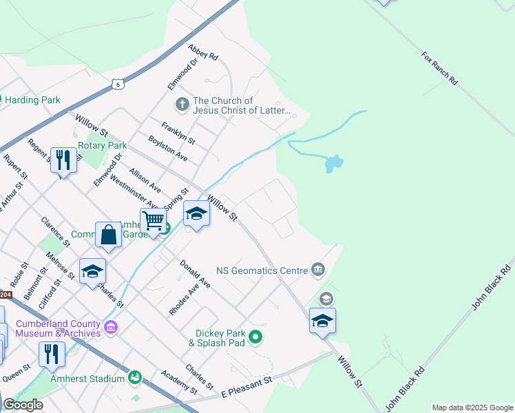 map of restaurants, bars, coffee shops, grocery stores, and more near 6 Paradise Avenue in Amherst