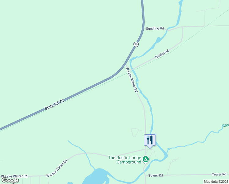 map of restaurants, bars, coffee shops, grocery stores, and more near 5527 West Lake Winter Road in Winter