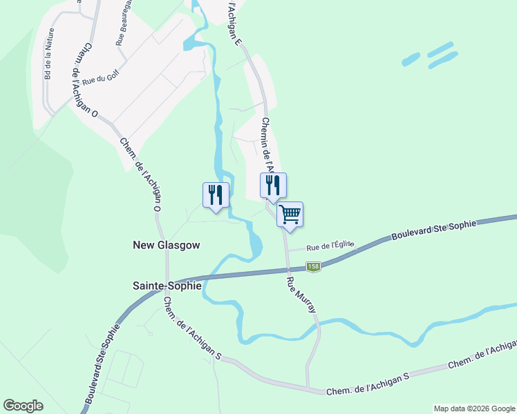 map of restaurants, bars, coffee shops, grocery stores, and more near 776 Rue de New Glasgow in Sainte-Sophie