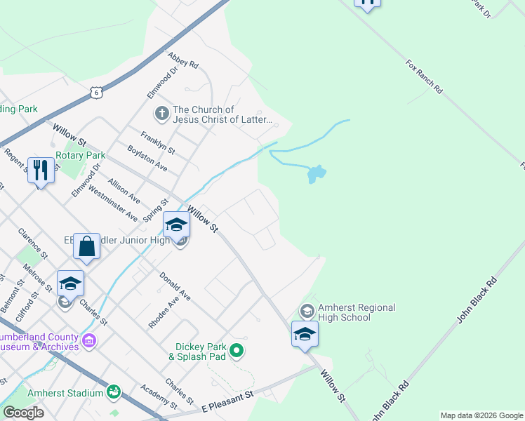 map of restaurants, bars, coffee shops, grocery stores, and more near 7 Fleming Street in Amherst