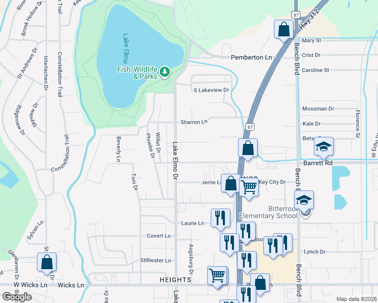 map of restaurants, bars, coffee shops, grocery stores, and more near 408 Roxy Lane in Billings