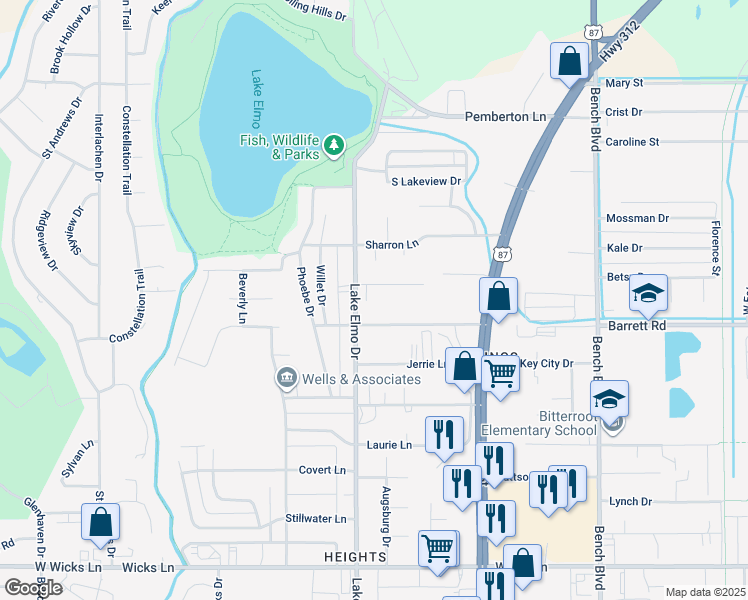 map of restaurants, bars, coffee shops, grocery stores, and more near 408 Roxy Lane in Billings