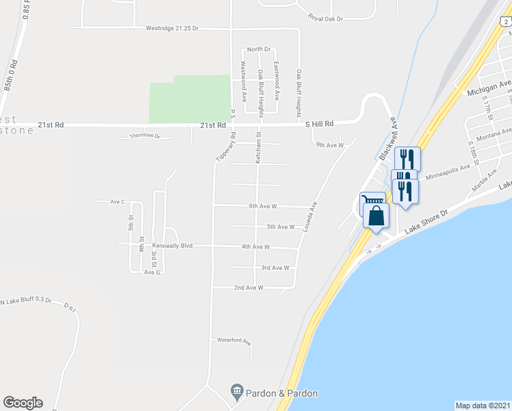 map of restaurants, bars, coffee shops, grocery stores, and more near Ketcham D St in Gladstone