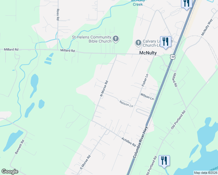 map of restaurants, bars, coffee shops, grocery stores, and more near 57966 North Morse Road in Warren