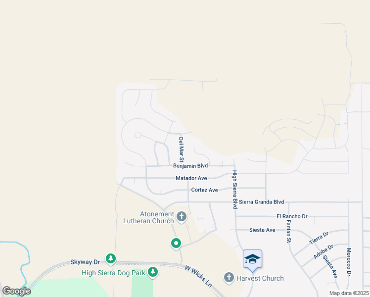 map of restaurants, bars, coffee shops, grocery stores, and more near Del Mar Street in Billings