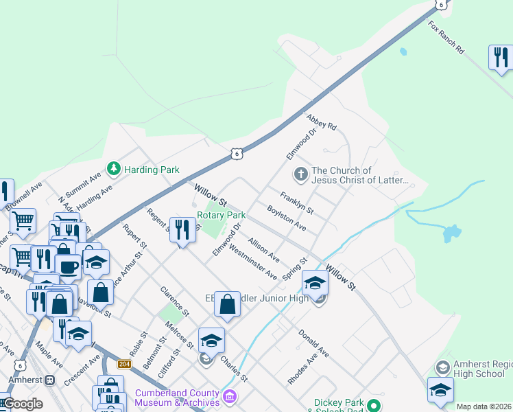 map of restaurants, bars, coffee shops, grocery stores, and more near 1 Boylston Avenue in Amherst