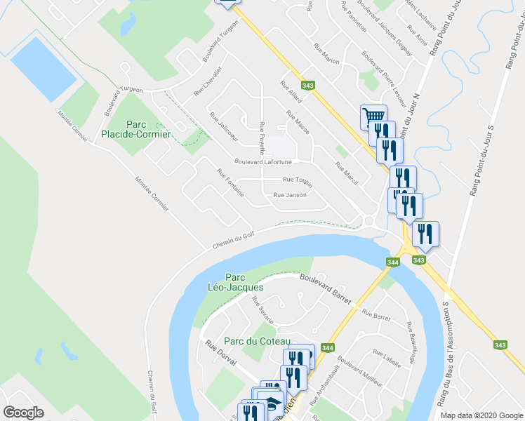 map of restaurants, bars, coffee shops, grocery stores, and more near 956 Rue Fontaine in L'Assomption
