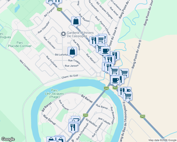 map of restaurants, bars, coffee shops, grocery stores, and more near 835 Rue Toupin in L'Assomption