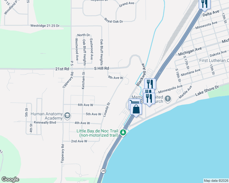 map of restaurants, bars, coffee shops, grocery stores, and more near 811 Loueda Street in Gladstone