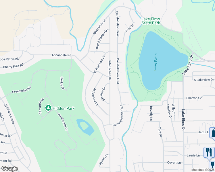 map of restaurants, bars, coffee shops, grocery stores, and more near 2178 Interlachen Drive in Billings