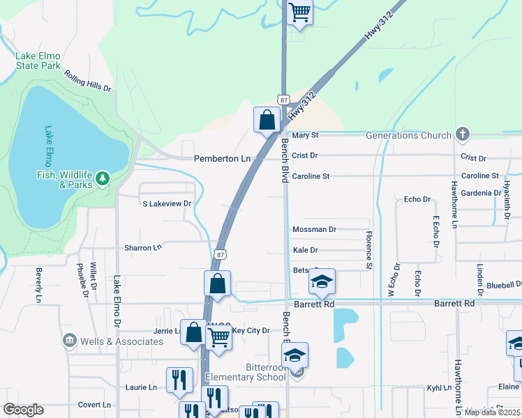 map of restaurants, bars, coffee shops, grocery stores, and more near 2215 Main Street in Billings