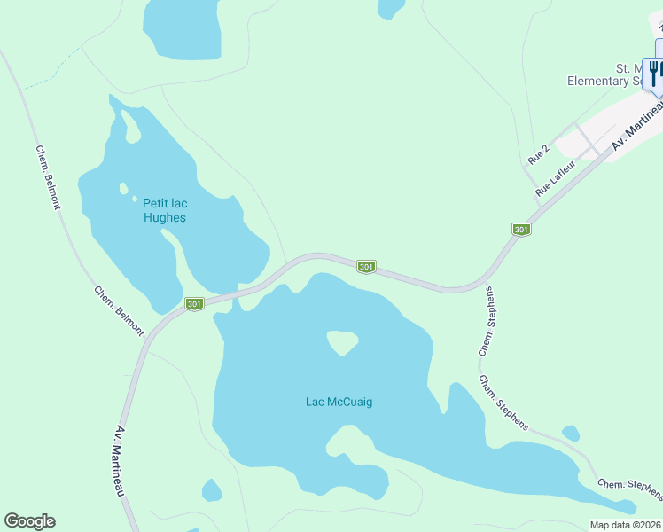 map of restaurants, bars, coffee shops, grocery stores, and more near 199 Avenue Martineau in Otter Lake