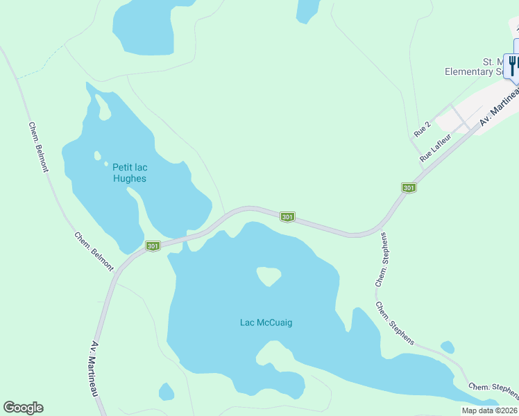 map of restaurants, bars, coffee shops, grocery stores, and more near 199 Avenue Martineau in Otter Lake
