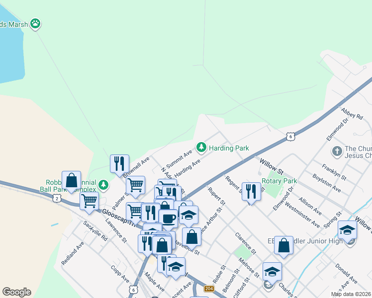 map of restaurants, bars, coffee shops, grocery stores, and more near 14 Summit Avenue in Amherst