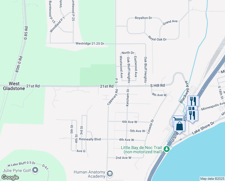 map of restaurants, bars, coffee shops, grocery stores, and more near 4 Tipperary Rd in Gladstone
